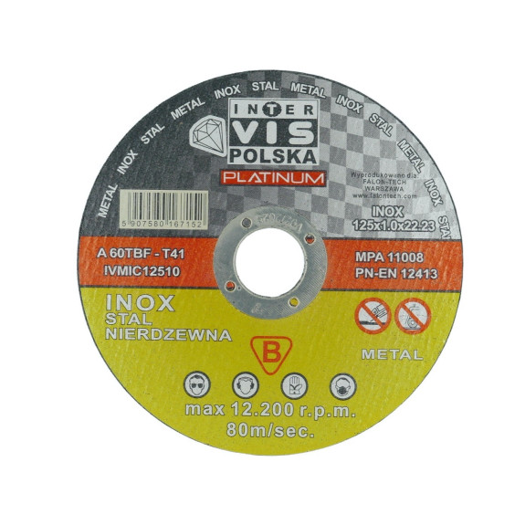 TARCZA DO METALU INTER-VIS 125/1.0 INOX IVMIC12510