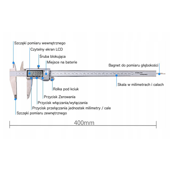SUWMIARKA ELEKTRONICZNA METALOWA L300 - E00262