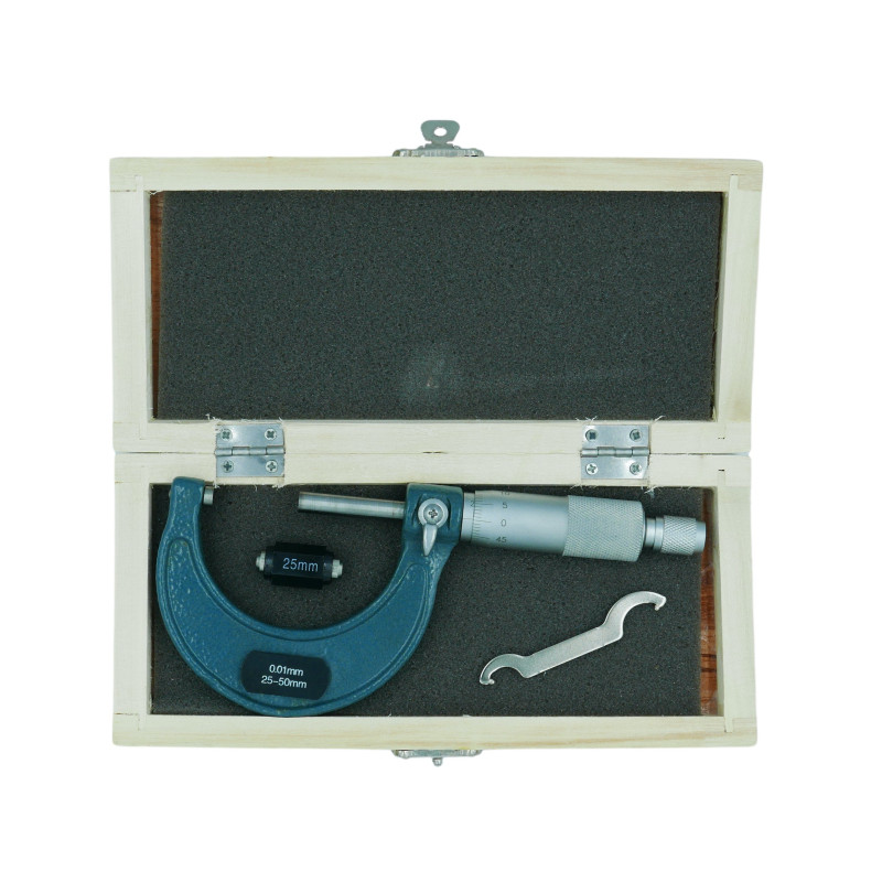 MIKROMETR ZEWNĘTRZNY 25-50 MM DREWNO BOX