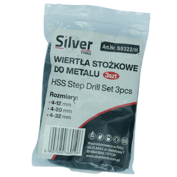 WIERTŁA STOŻKOWE 3 SZT. 4-32mm - S0322/H
